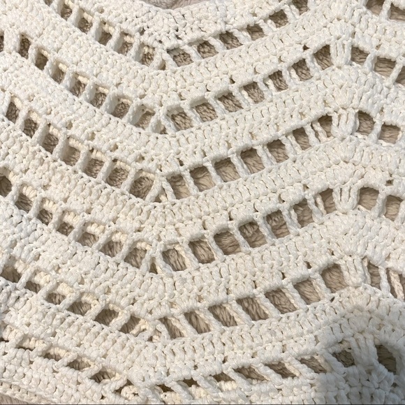 Crotchet Knit Cream Boho Festival Tank Top Size Small S - Picture 13 of 15